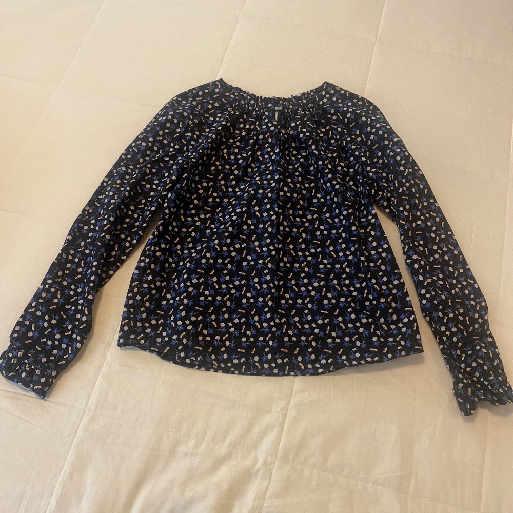 La Vie Rebecca Taylor floral top with keyhole button at neck
